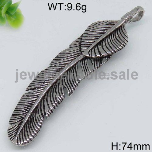 Slender  Feather Silver  Color  Pendant 4222262465vhbv