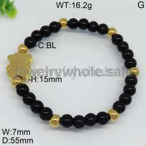 Delicate Golden  Black Bead Chain Koala Design Bracelet 4443781403vhjb