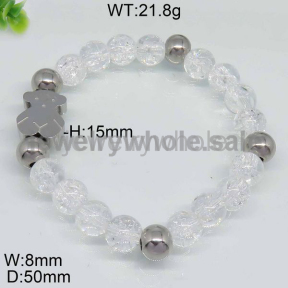 Refined Silver  White Bead Chain Koala Design Bracelet 4443781416bhhb