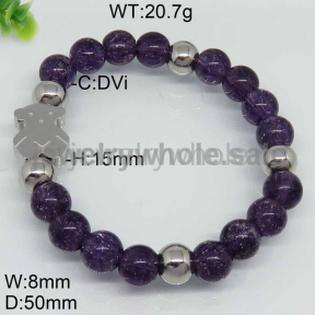 Clean-Lined Silver  Purple Bead Chain Koala Design Bracelet 4443781421vhhb