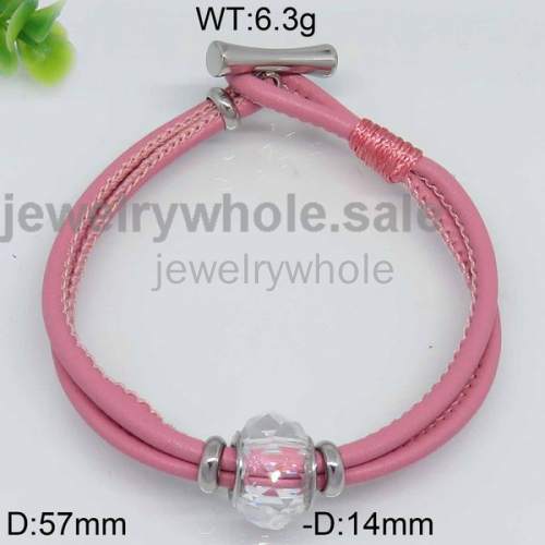 Pretty Leather Style Girls Pink Bangle  4744501280vbnl