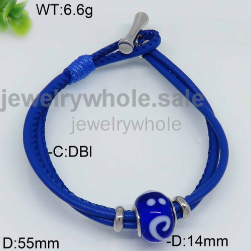 Noble Chic  Leather Style Deep Blue Bangle  4744501281vbnl