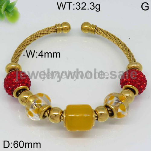 4Mm width Beads Gold Plated Bangle 4744601440bhmb