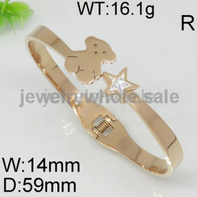 Rose Gold Bear And Star Bangle With Spring 5743080779vhma