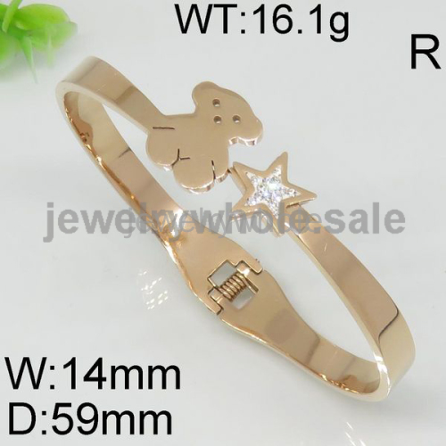 Rose Gold Bear And Star Bangle With Spring 5743080779vhma