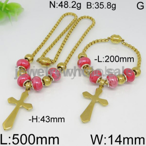Favorite Red Beads Magnetic Open Gold Jewelry Set 5904579891viia