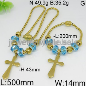 Favorite Blue Beads Magnetic Open Gold Jewelry Set 5904579894viia