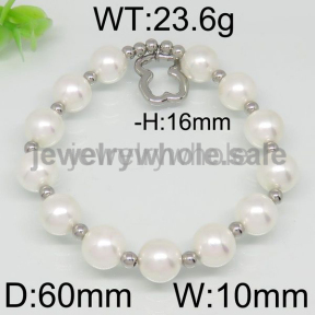 Lovely White Beads Silver Bear Bracelet 6432321093vhja