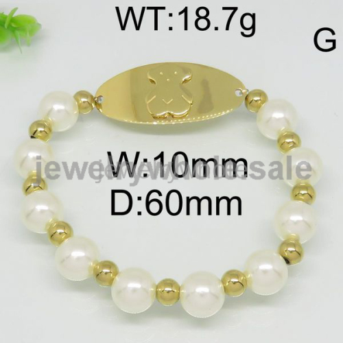 10mm Width Pearls Gold Bear Bracelet 6433081102ahvv