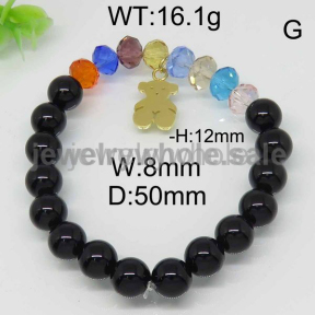 Classic Retro Style    Black Bead Bear Bracelet 6443081839ahaa