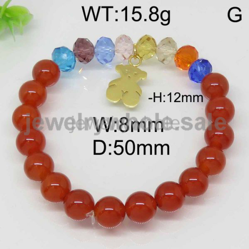 Delicate Red Bead Bear Bracelet 6443081840ahvv