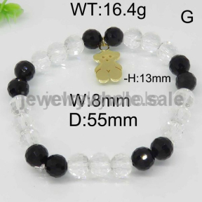Black And White Beads Small Bear Bracelet  6443171862ahjv