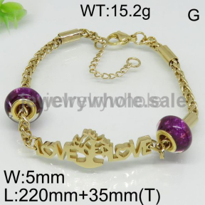 Beautiful Purple Beads Gold Plated Bracelet 6444762211vhia
