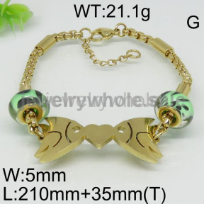 Beautiful Green Beads Gold Plated Bracelet 6444762213vhia