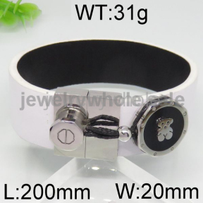 White Leather Magnetic Openning Bear Bangle 6703170424vkla