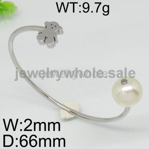 Dainty Pearl Siilver Bear Opening Bangle 6733460526vhaa