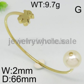 Dainty Pearl Gold Bear Opening Bangle 6733460527vhia