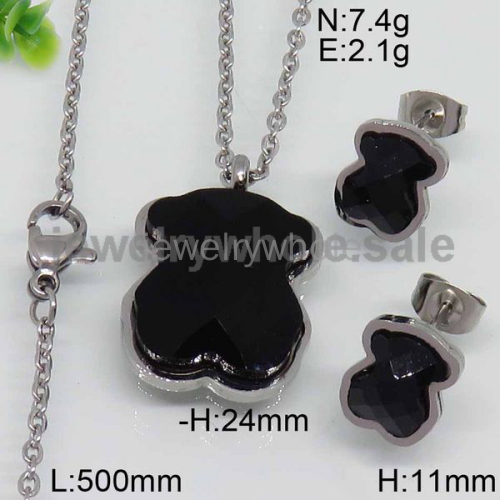 Cute Black Stone Silver Jewelry Set 7903175631vhob