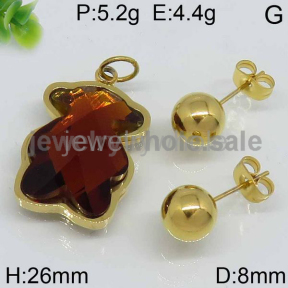 Adorable Brown Bear Stone Gold Jewelry Set 7903787101vhmv