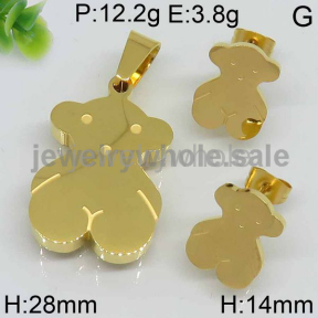 Adorable Bear Gold Plated Jewelry Set 7903787102vhob