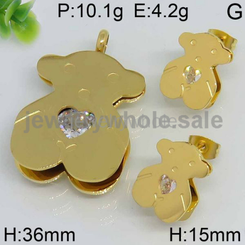 Likable Bear Gold Plated Jewelry Set 7903787105vhob