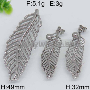 Leaf Shape In Steel Color Jewelry Sets 7904116314vhob