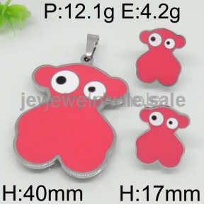 Pink Color Cute Bear Silver Color Jewelry Set  8902027813vhla