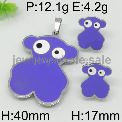 Lovely Bear Silver Color Jewelry Set With Big Eyes  8902027815vhla