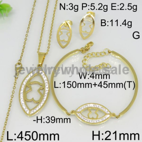 Earrings+Necklace+Bracelet Gold Set 8903087876vila