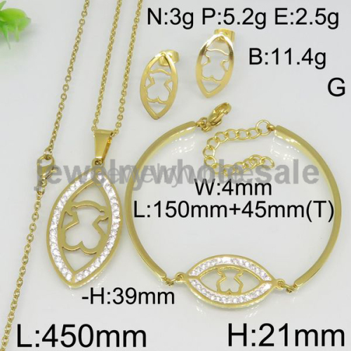 Earrings+Necklace+Bracelet Gold Set 8903087876vila