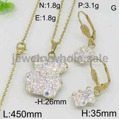 Gold Plate Bear   Ss Jewelry Set 8904175961aapv