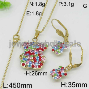 Gold Plate Ss Crystal  Bear Jewelry Set 8904175962vapv