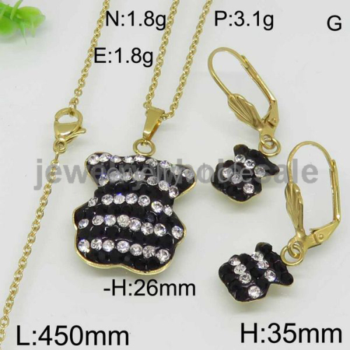 2016 Gold Plate Ss Crystal  Bear    Jewelry Set 8904175964vapv