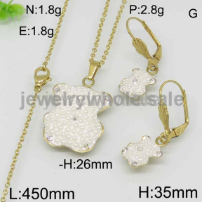 Gold Plate Ss White Pearl   Bear  Jewelry Set 8904175966aapv